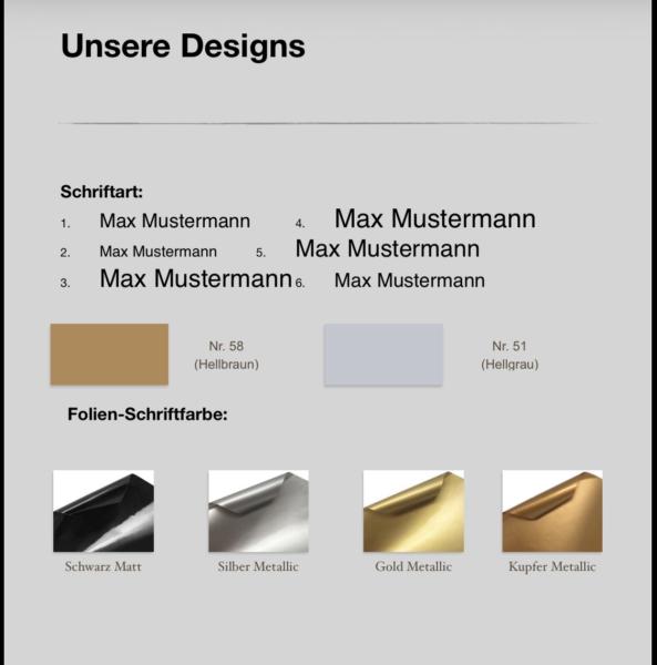 Folienbeschriftung für unser Grabkreuz